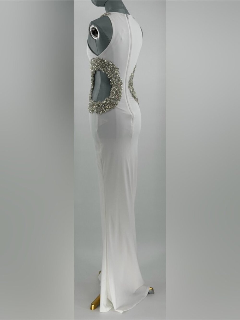 🆕 BRONX & BANCO 🧿 NWOT Camila Rhinestone Cut-Out Gown, White - Sz XS US 2 - Picture 7 of 16